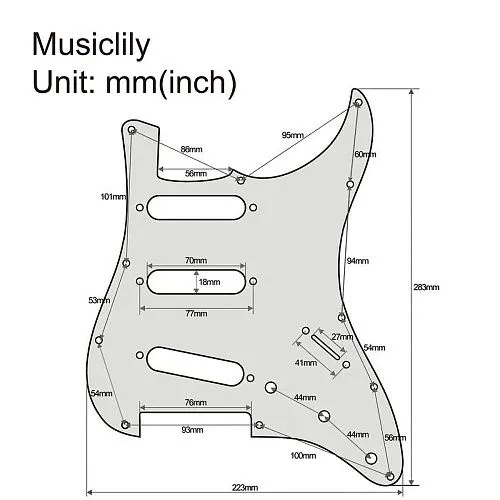 Musiclily MX1388CM Защитная накладка для электрогитары, Fender Stratocaster, 3 слоя, кремовая.